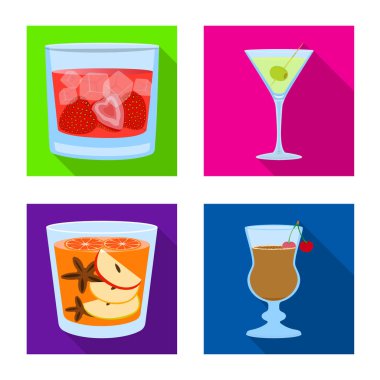 Likör ve restoran logosu izole nesne. İçki ve madde stok vektör çizim koleksiyonu.