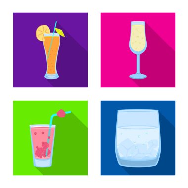 Likör ve restoran sembolü vektör Illustration. Web için içki ve bileşen stok sembolü seti.