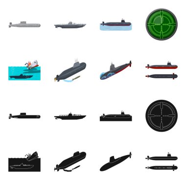 Savaş ve gemi sembolü yalıtılmış nesne. Savaş ve filo hisse senedi vektör çizim koleksiyonu.