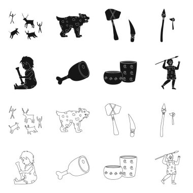 Evrim ve neolitik sembolün vektör illüstrasyonu. Web için evrim ve ilkel stok sembolü seti.