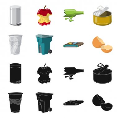 Vektör tasarım çöp ve önemsiz simgesi. Stok için çöp ve atık vektör simgesi koleksiyonu.