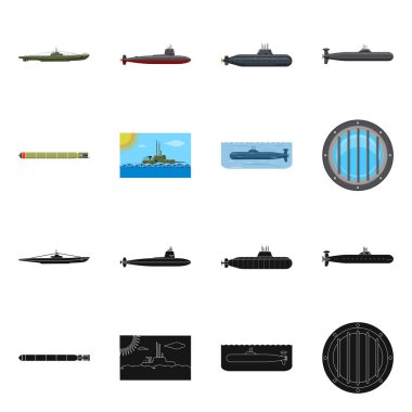 Savaş ve gemi simge vektör tasarımı. Savaş ve filo hisse senedi vektör çizim koleksiyonu.