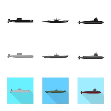 Savaş ve gemi logo vektör Illustration. Savaş ve hisse senedi için filo vektör simge kümesi.