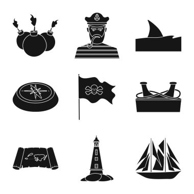 Yolculuk ve denizcilik simgesi vektör tasarımı. Web için yolculuk ve macera stok sembolü koleksiyonu.