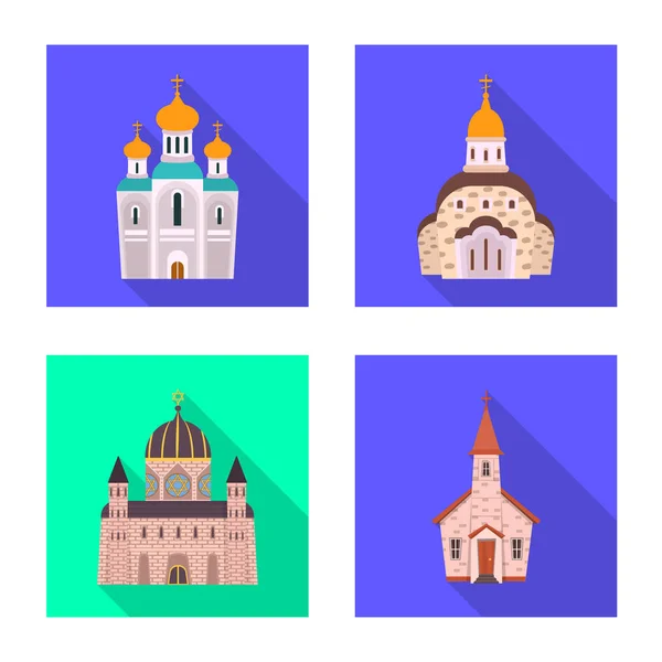 Ilustración vectorial del culto y el icono del templo. Conjunto de culto y vector parroquial icono para la acción . — Archivo Imágenes Vectoriales