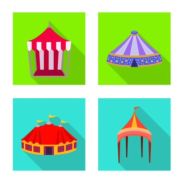 Tente ve barınak logosu izole nesne. Web için tente ve Canopy stok sembolü seti. — Stok Vektör