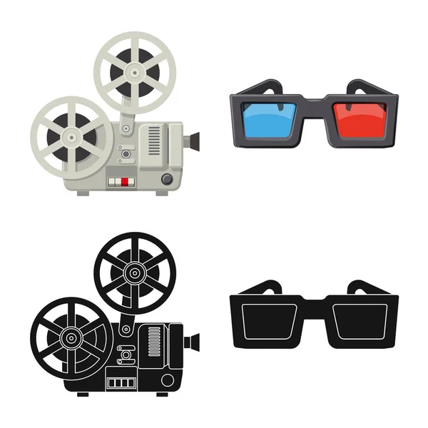 Isolerade objekt av TV- och filminspelningar symbol. Uppsättning av TV och Visa vector ikonen för lager. — Stock vektor
