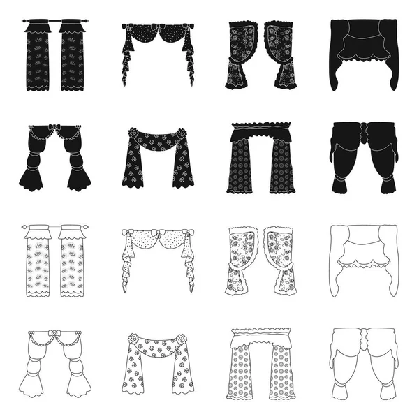 Perde ve perdeler simgesiizole nesne. Web için perde ve panjur stok sembolü seti.