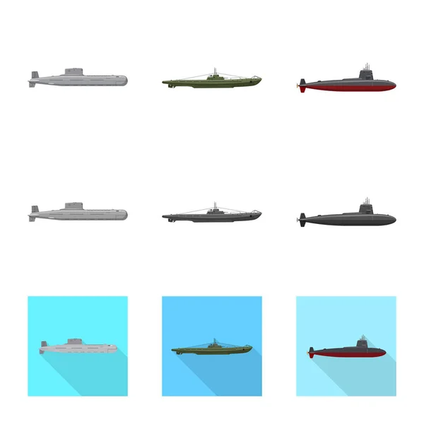 Ізольований об'єкт війни і значок корабля. Набір символів війни та флоту для Інтернету . — стоковий вектор