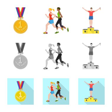 Spor ve kazanan simge vektör tasarımı. Spor ve fitness vektör simgesini hissenin topluluğu.