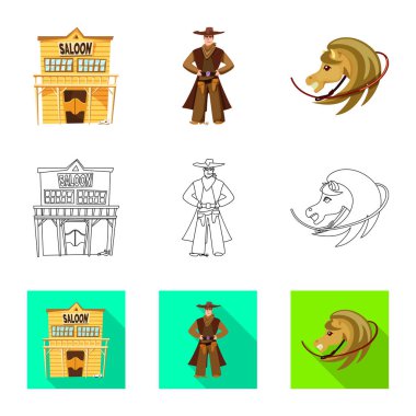 Vektör Illustration Texas ve Tarih işareti. Web için Texas ve Culture stok sembolü seti.