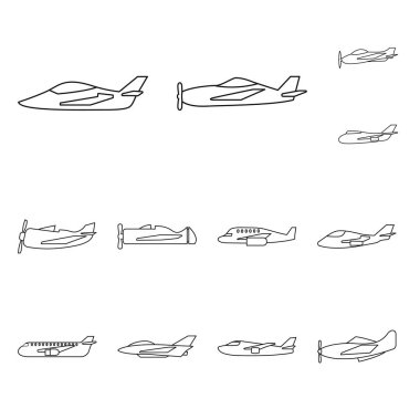 Ticari ve uçuş sembolü vektör illüstrasyon. Web için ticari ve havayolu stok sembolü koleksiyonu.