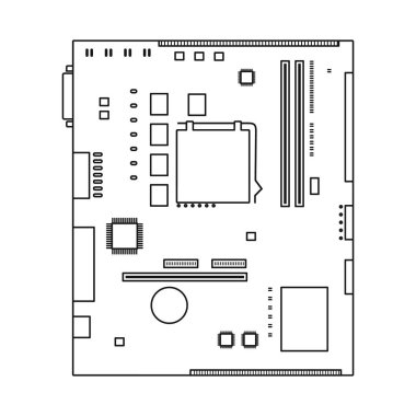 Anakart ve kavram işareti izole nesne. Web için anakart ve bilim stok sembolü seti.