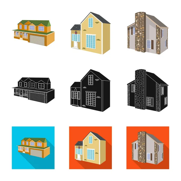 Векторна ілюстрація фасаду та житлового знака. Набір символів фасаду та інфраструктури для Інтернету . — стоковий вектор
