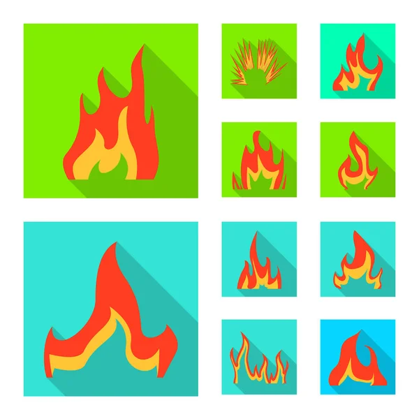 Vektor design av ljusa och farliga tecken. Insamling av ljus och Wildfire Stock Vector illustration. — Stock vektor