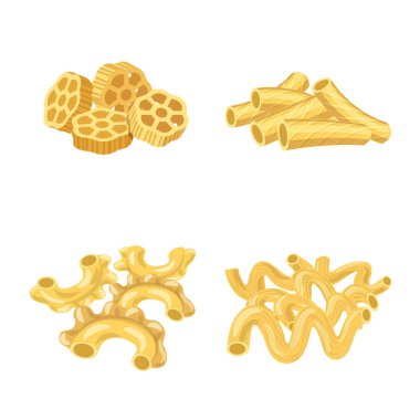 Makarna ve karbonhidrat logo vektör Illustration. Web için makarna makarna ve hisse senedi simgesi kümesi.