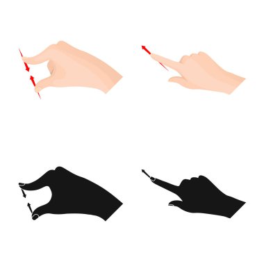 Dokunmatik ve el simge vektör Illustration. Dokunmatik ekran ayarla ve stok için vektör simgeye dokunun.