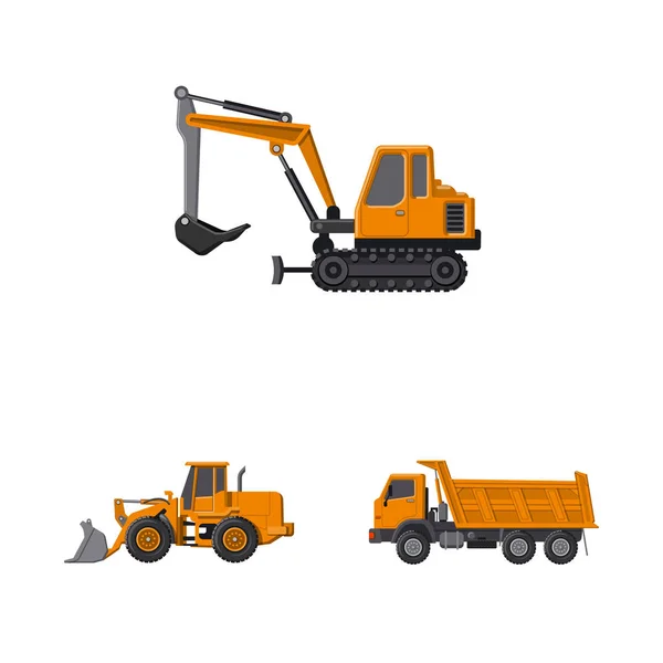 Objet isolé de construction et symbole de construction. Collection de construction et de machines stock symbole pour le web . — Image vectorielle