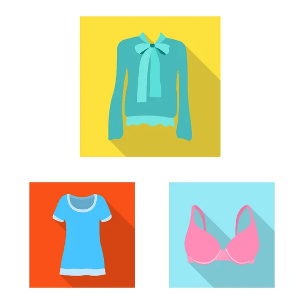 Diseño vectorial de mujer y símbolo de la ropa. Conjunto de ilustración vectorial mujer y desgaste . — Vector de stock