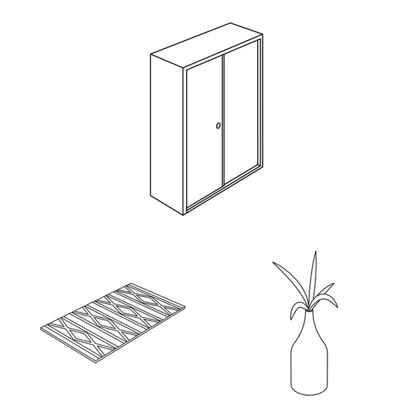 Diseño vectorial del dormitorio y el símbolo de la habitación. Colección de dormitorio y muebles símbolo de stock para la web . — Archivo Imágenes Vectoriales
