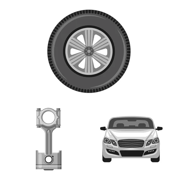 Vektor illustration av auto och del tecken. Samling av auto och bil vektor ikonen för lager. — Stock vektor