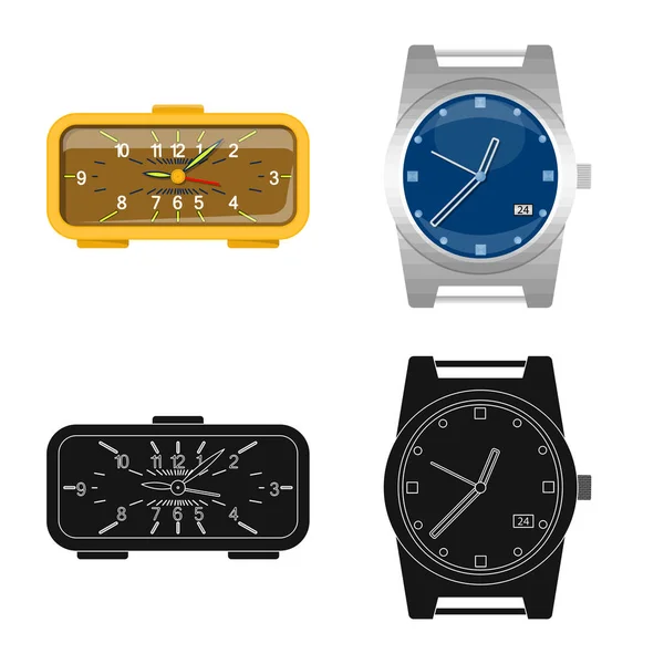 Diseño vectorial del reloj y la señal de tiempo. Conjunto de reloj y círculo icono de vector para la acción . — Vector de stock