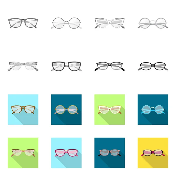 Vector illustration of glasses and frame logo. Collection of glasses and accessory vector icon for stock. — Stock Vector