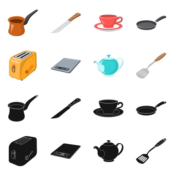 厨房和厨师符号的孤立对象。库存厨房和家电矢量图标收藏. — 图库矢量图片