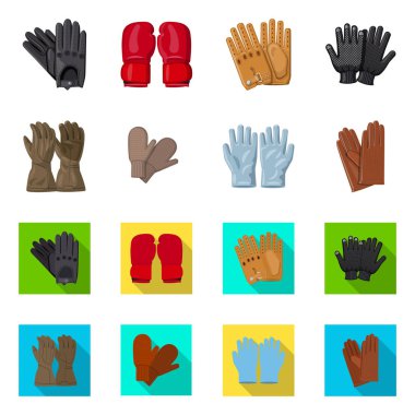 Bir eldiven ve kış işaret tasarım vektör. Eldiven ve ekipman hisse senedi vektör çizim seti.