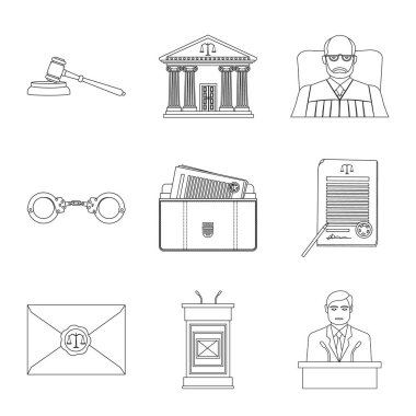 Hukuk ve avukat logo vektör Illustration. Hisse senedi için hukuk ve adalet vektör simge kümesi.