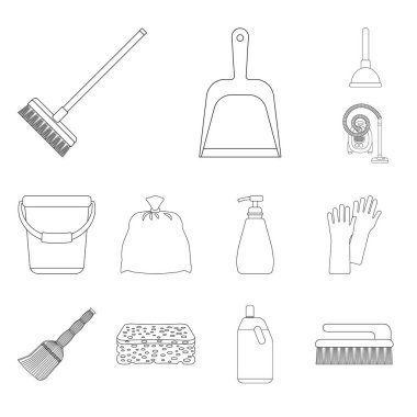 Temizlik ve servis logo vektör Illustration. Hisse senedi için temizlik ve ev vektör simge kümesi.