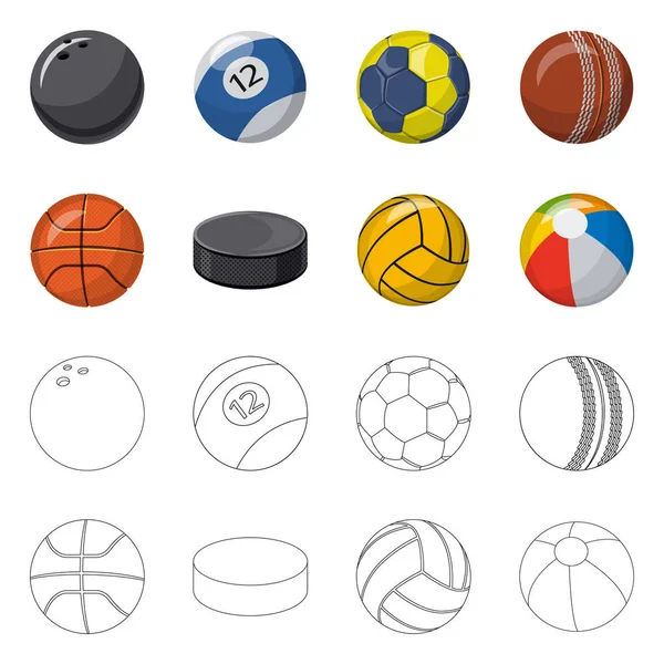 Objeto aislado de deporte y logo de pelota. Conjunto de deporte y el icono del vector deportivo para la acción . — Vector de stock