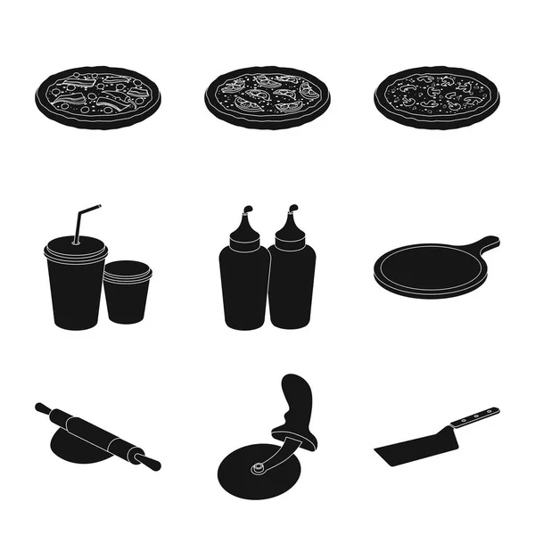Vektordesign von Pizza und Food-Ikone. Sammlung von Pizza und italienischer Aktienvektorillustration. — Stockvektor