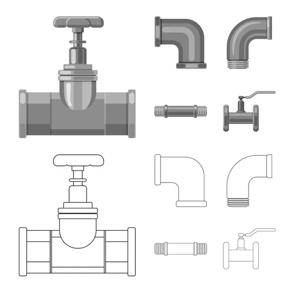 Objet isolé de tuyau et icône de tube. Ensemble de tuyau et de symbole de stock de pipeline pour la toile . — Image vectorielle