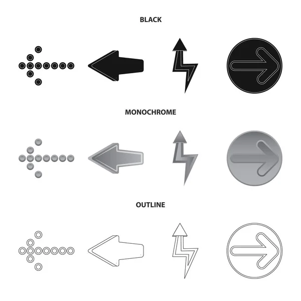 Diseño vectorial de elemento y signo de flecha. Colección de elemento y símbolo de stock de dirección para la web . — Archivo Imágenes Vectoriales