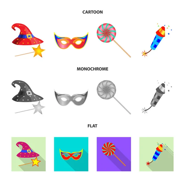Isoliertes Objekt der Party und Geburtstagsikone. Sammlung von Party- und Feiervektorsymbolen für Aktien. — Stockvektor