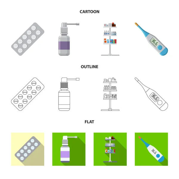 Objeto isolado de farmácia e logotipo do hospital. Coleção de farmácia e símbolo de estoque de negócios de web . — Vetor de Stock