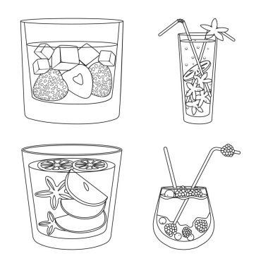 İçecek ve buz simgesivektör illüstrasyon. Web için içecek ve shaker stok sembolü koleksiyonu.