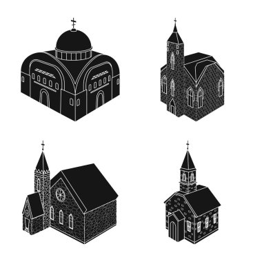 Bucak ve inanç simgesivektör tasarımı. Web için bucak ve bina stok sembolü seti.