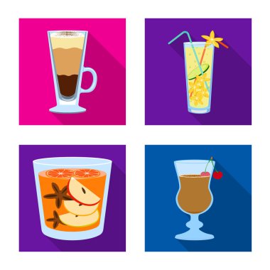 Likör ve restoran sembolü vektör Illustration. Web için içki ve bileşen stok sembolü koleksiyonu.
