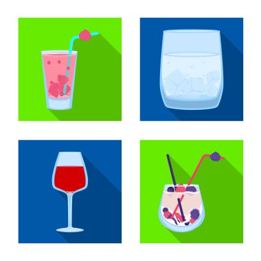 Likör ve restoran sembolü vektör Illustration. Web için içki ve bileşen stok sembolü seti.