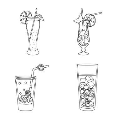 İçecek ve buz sembolü vektör illüstrasyon. Stok için içecek ve shaker vektör simgesi seti.