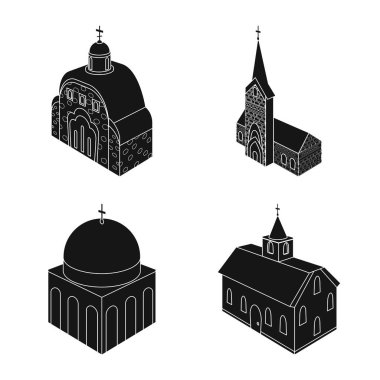 Bucak ve inanç logosunun izole nesnesi. Bucak ve yapı stok vektör illüstrasyon koleksiyonu.