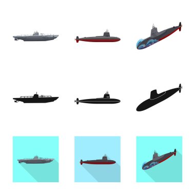 Savaş ve gemi işareti illüstrasyon vektör. Savaş ve filo hisse senedi simgesi için web topluluğu.