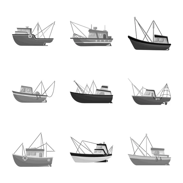 Isolierte Objekt des Meeres und Schnellboot-Symbol. Sammlung von Meeres-und Industrie-Vektor-Symbol für Aktien. — Stockvektor