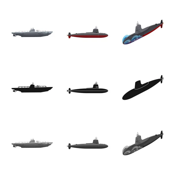 Ilustración vectorial del logotipo de guerra y barco. Colección de guerra y vector de flota icono para stock . — Vector de stock