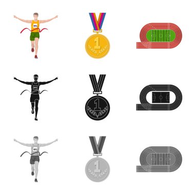 Spor ve kazanan simgesi yalıtılmış nesne. Spor ve fitness hisse senedi vektör çizim topluluğu.