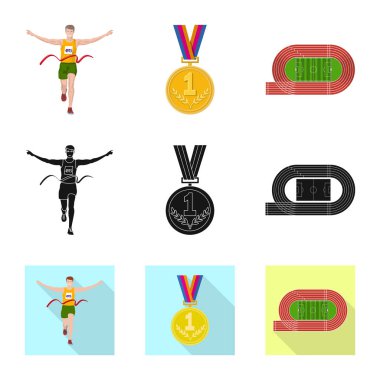 Spor ve kazanan logo yalıtılmış nesne. Hisse senedi için spor ve fitness vektör simge kümesi.