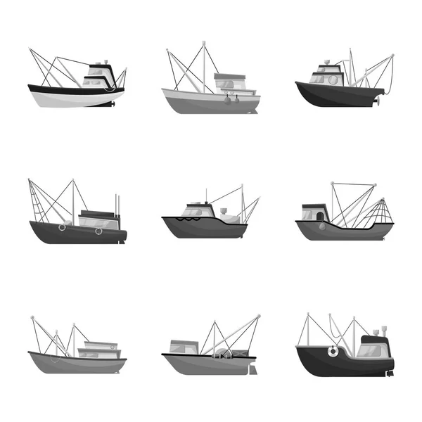 Isolierte Objekt des Meeres und Schnellboot-Symbol. Sammlung von Meeres-und Industrie-Vektor-Symbol für Aktien. — Stockvektor