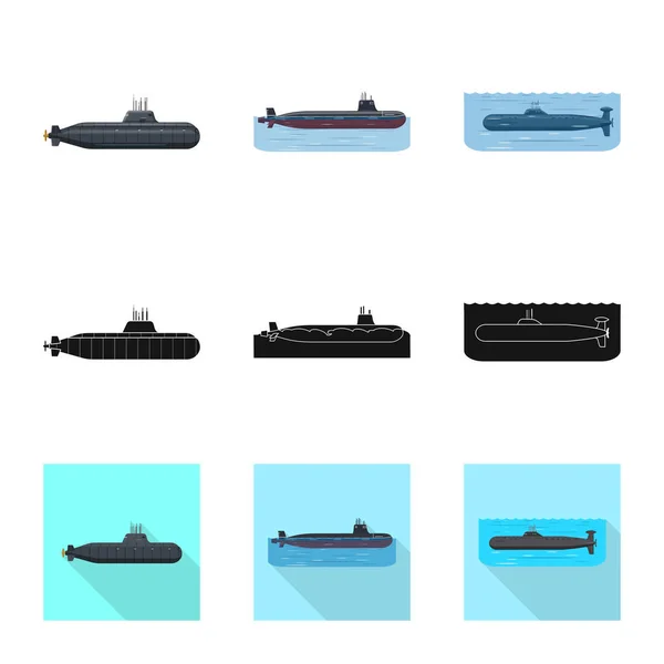 Ilustración vectorial del logotipo de guerra y barco. Colección de guerra y flota símbolo de stock para la web . — Archivo Imágenes Vectoriales